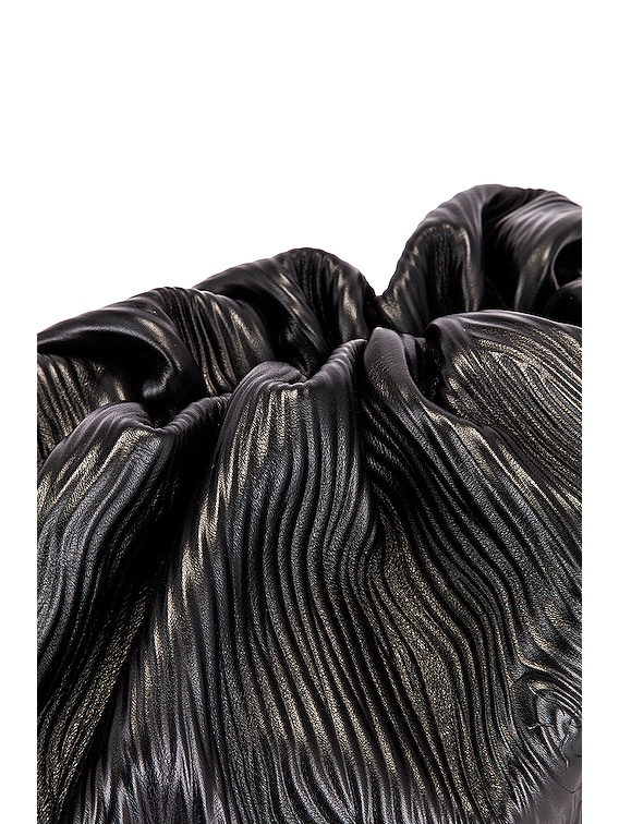 Bottega Veneta Leather Bark Pouch Clutch in Black & Silver