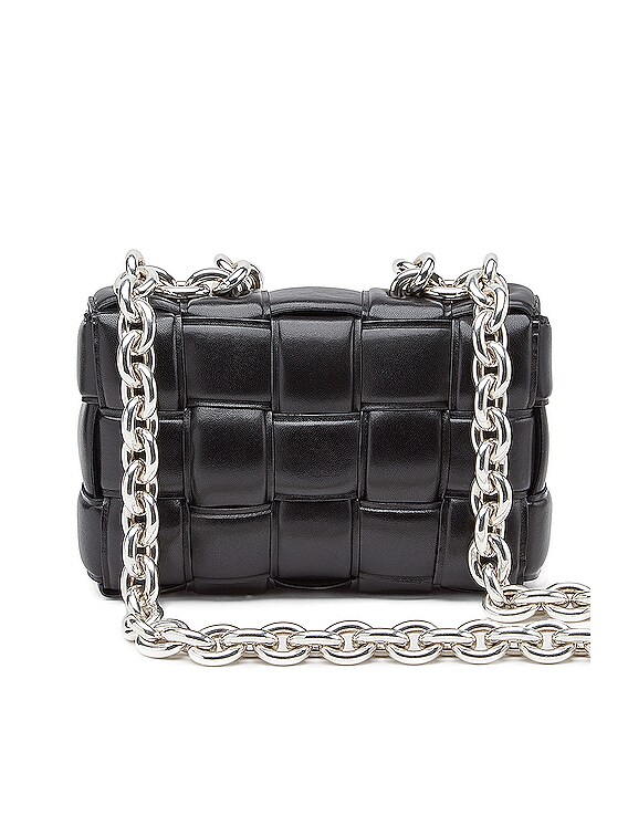 Bottega Veneta Chain Cassette Bag in Black & Silver | FWRD