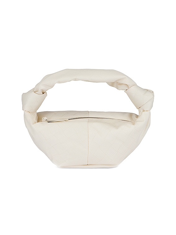 Bottega Veneta Mini Nylon Double Knot Bag in White & Silver | FWRD