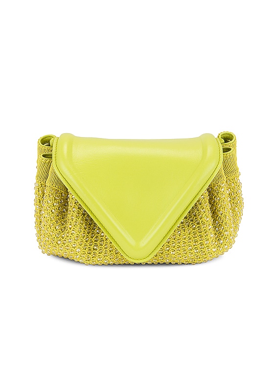 Bottega Veneta V Ring Crossbody Bag In Acid Green & Silver