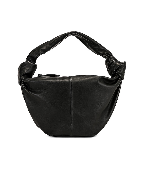Bottega Veneta Teen Double Knot Shoulder Bag in Black & Gold | FWRD