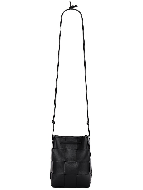 Cassette Mini Leather Bucket Bag in Black - Bottega Veneta