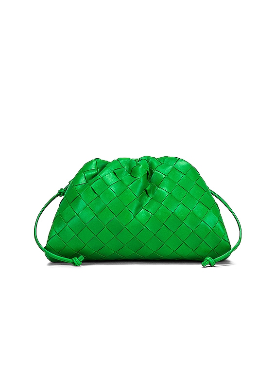 Bottega Veneta Mini Pouch Intrecciato Parakeet Green And Gold Leather Bag  New