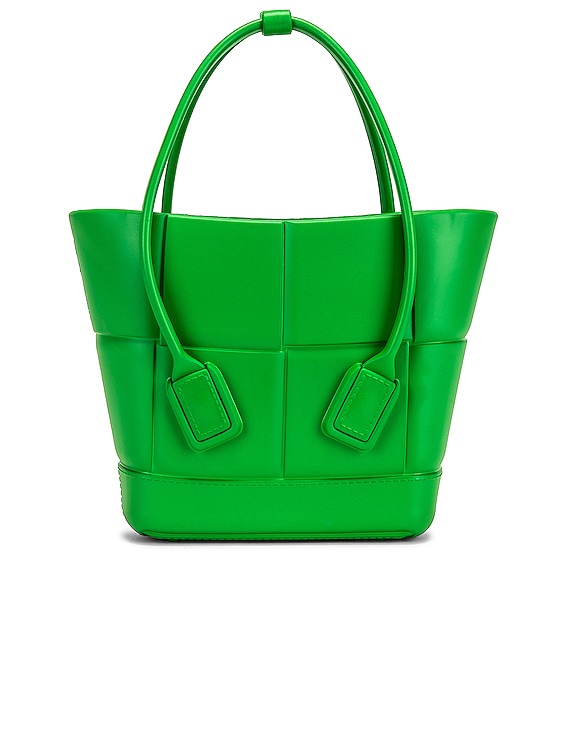 Bottega Veneta Mini Arco Shopping Tote Bag in Grass & Silver | FWRD