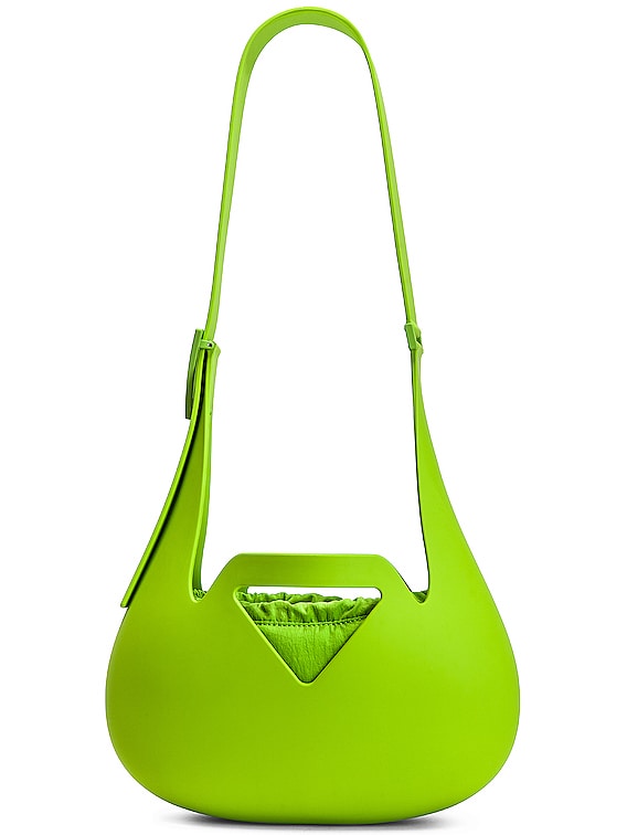 Bottega Veneta V Ring Crossbody Bag In Acid Green & Silver