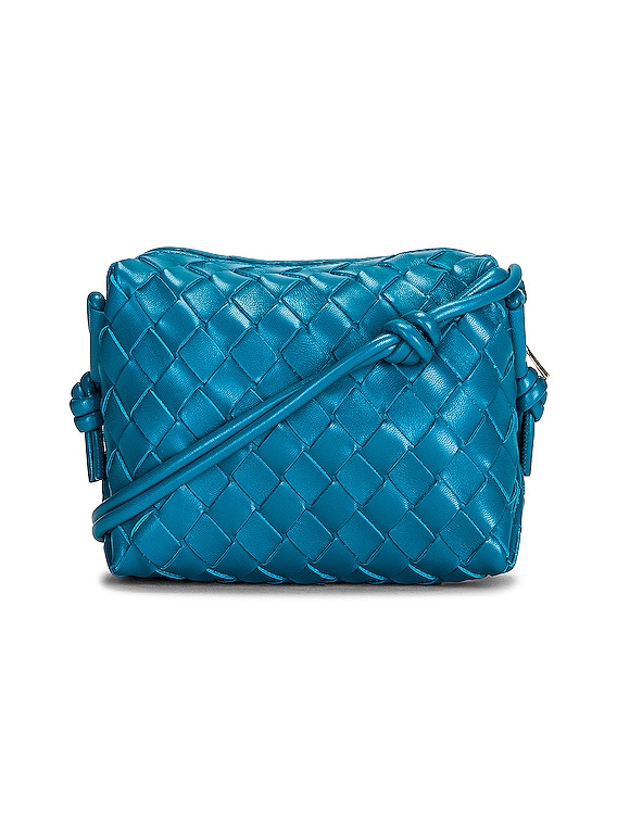 Bottega Veneta Mini Leather Intrecciato Loop Cross-body Bag - Blue - One Size