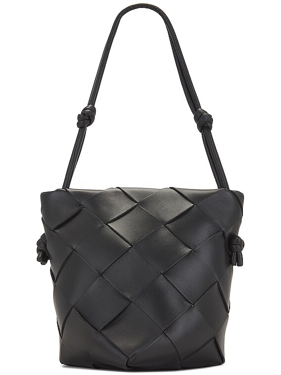 Bottega Veneta Clasp Bucket Bag in Black & Gold | FWRD