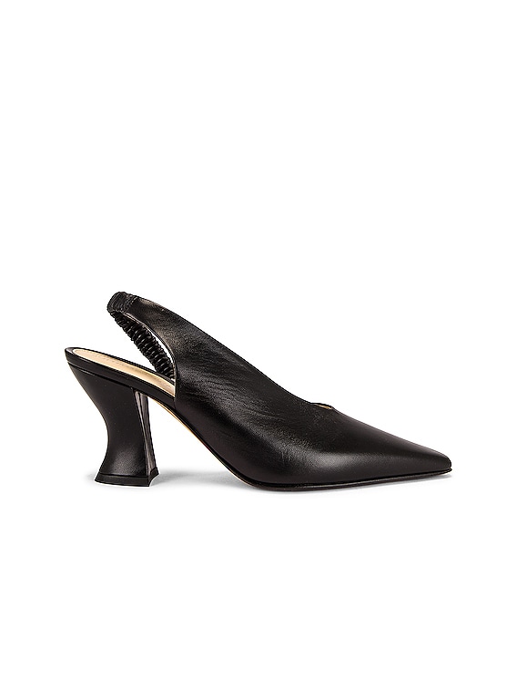 Bottega Veneta Almond Slingback Pumps in Black | FWRD