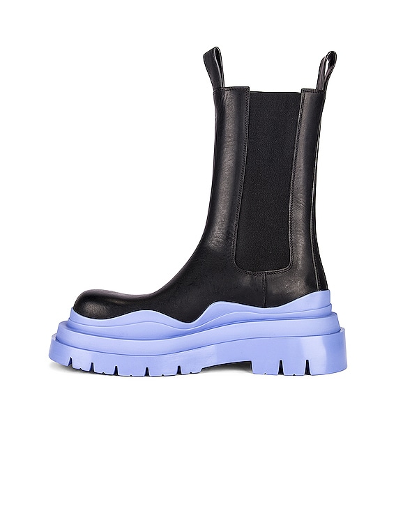 Bottega Veneta The Tire Boots in Black & Periwinkle | FWRD