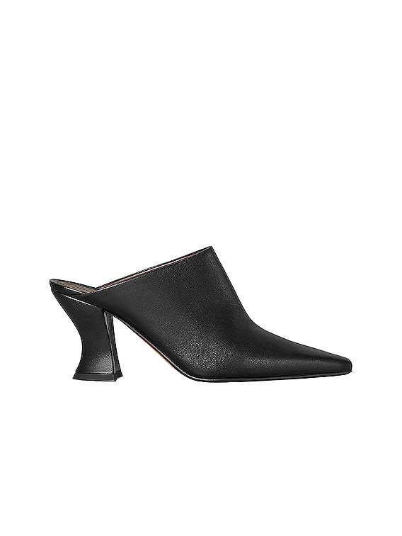 Bottega Veneta Leather Pointed Toe Mules in Black | FWRD