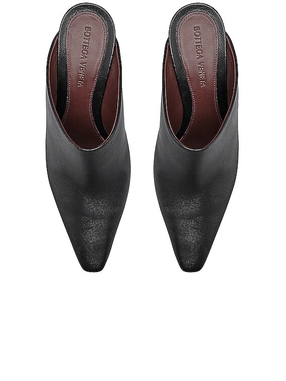 Bottega Veneta Leather Pointed Toe Mules in Black | FWRD