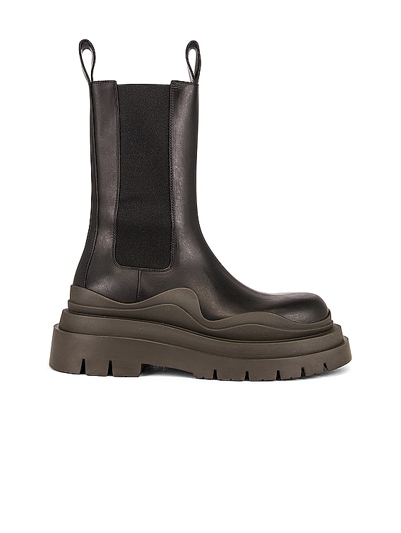 Bottega Veneta Tire Chelsea Boots in Black & Camping | FWRD