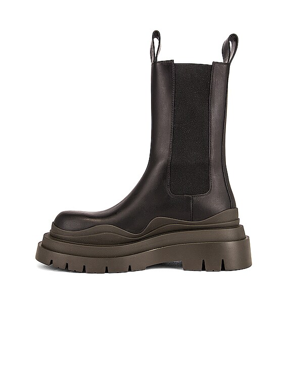 Bottega Veneta Tire Chelsea Boots in Black & Camping | FWRD