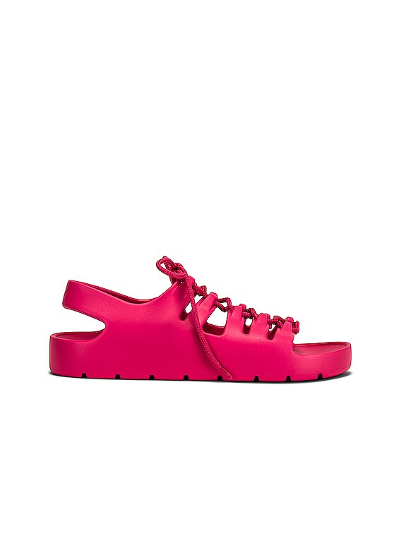 Bottega‎ Veneta Men\'s 667220 Pink Lace-up open sandals shoe, sz 39 Bottega Veneta Jelly Lace Up Sandals - Cranberry | Editorialist main image 2