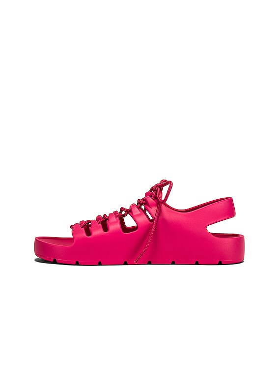 Bottega Veneta Jelly Lace Up Sandals in Cranberry | FWRD display picture 1