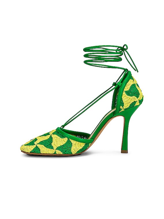 Bottega Veneta Stretch Lace Up Sandals in Kiwi & Parakeet | FWRD