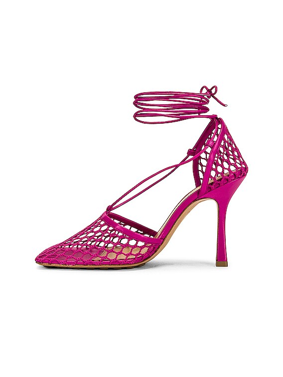 Bottega Veneta Stretch Ankle Strap Sandals in Hollyhock | FWRD