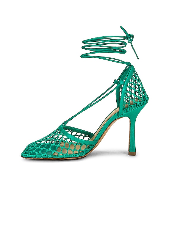Bottega Veneta Stretch Ankle Strap Sandals in Acid Turquoise