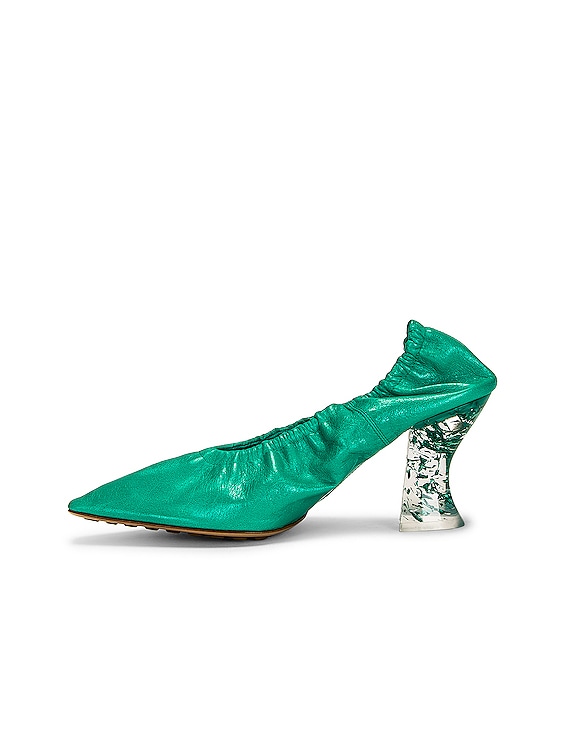 Bottega Veneta Almond Slip-On Pumps in Acid Turquoise | FWRD