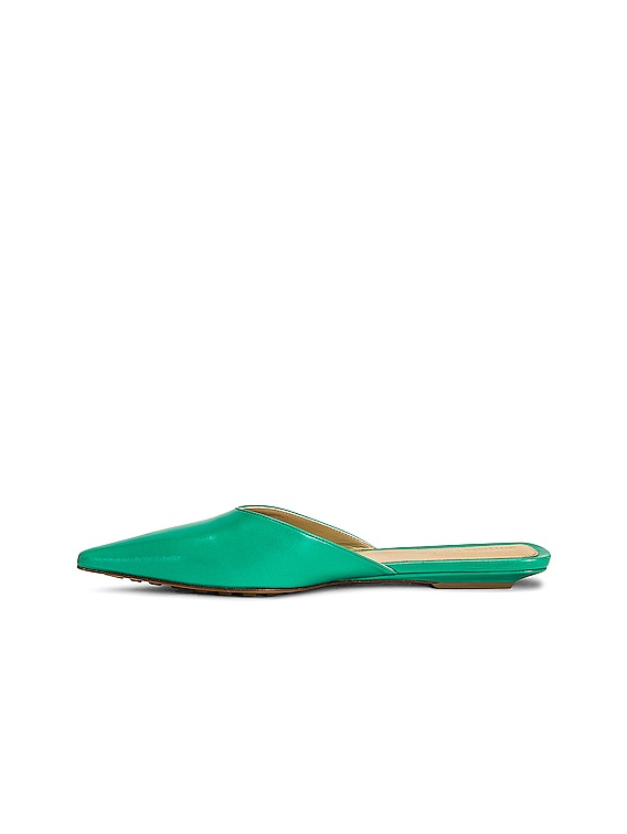 Bottega Veneta Point Slipper Flats in Acid Turquoise | FWRD