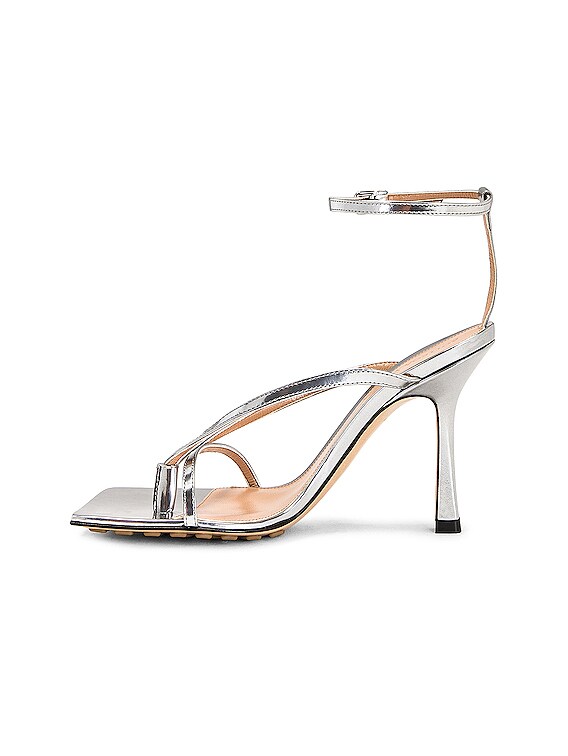 Bottega Veneta Stretch Ankle Strap Sandals in Silver | FWRD