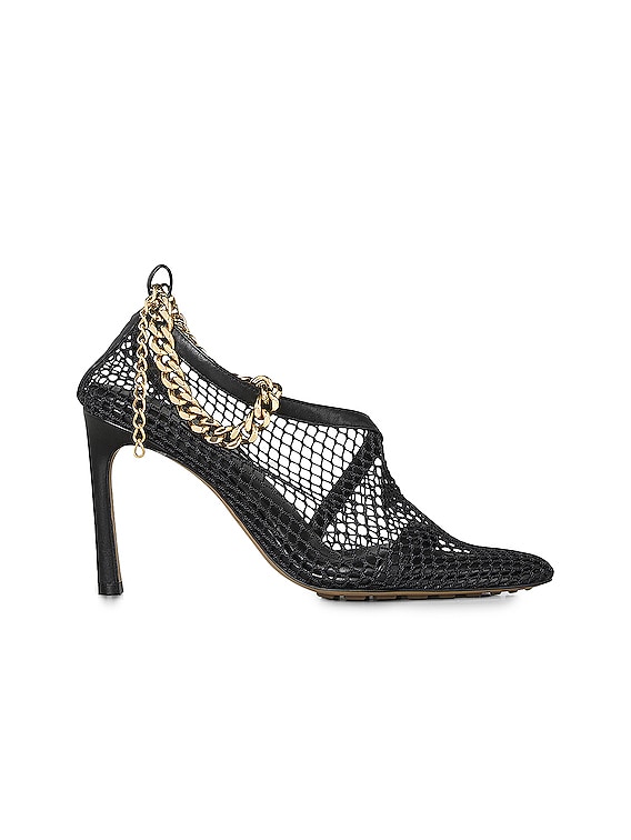 Bottega Veneta Mesh Chunky Chain Heels in Black \u0026 Gold | FWRD
