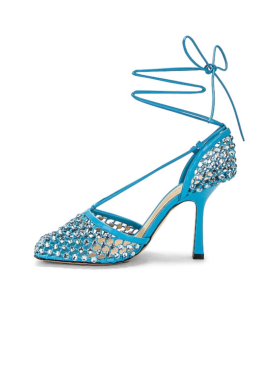 Bottega Veneta Stretch Lace Up Sandal in Pool | FWRD