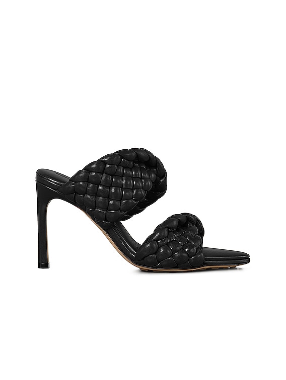 Bottega Veneta Padded Woven Leather Sandals in Black | FWRD