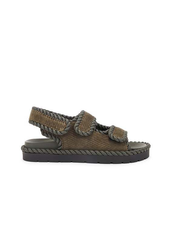 Bottega Veneta Jack Flat Sandal in Kaki | FWRD