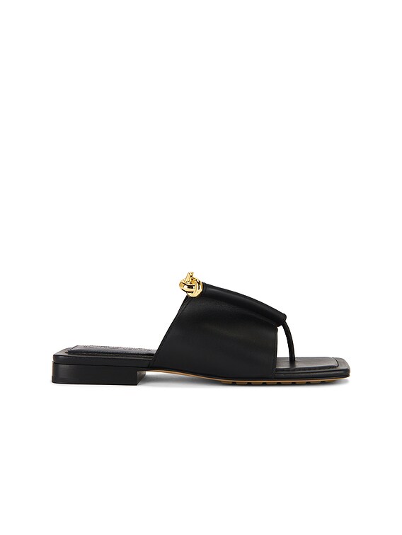 Bottega Veneta Solstice Flat Sandal in Black | FWRD