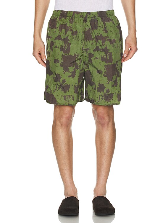 Beams Plus Mil Athletic Shorts Nylon Camo Print in Olive | FWRD