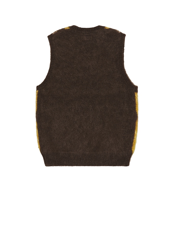 Beams Plus Argyle Vest Mohair in Brown | FWRD