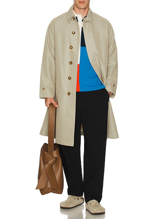 Beams Plus Balmacaan Coat T C Gabardine in Beige | FWRD