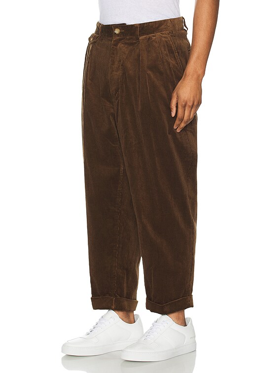 Beams Plus 2 Pleats Corduroy Pant in Golden Brown | FWRD