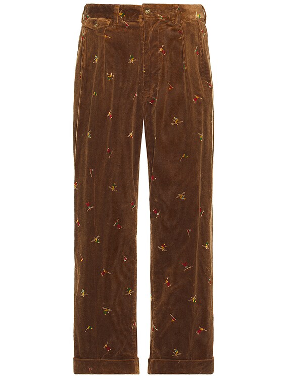Beams Plus 2 Pleats Trousers Corduroy Embroidery Like On Skier