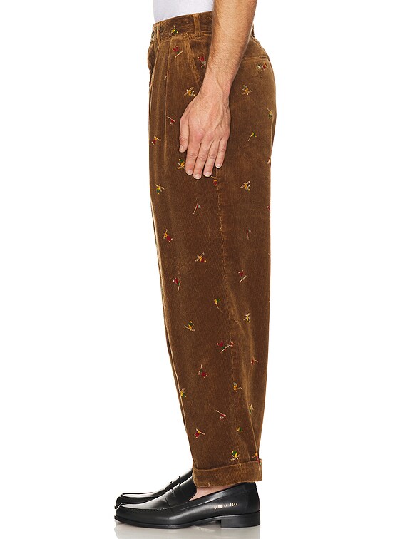 Beams Plus 2 Pleats Trousers Corduroy Embroidery Like On Skier