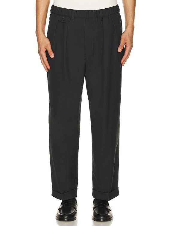 Beams Plus 2 Pleats Relax Trousers Laundry Wool in Charcoal | FWRD