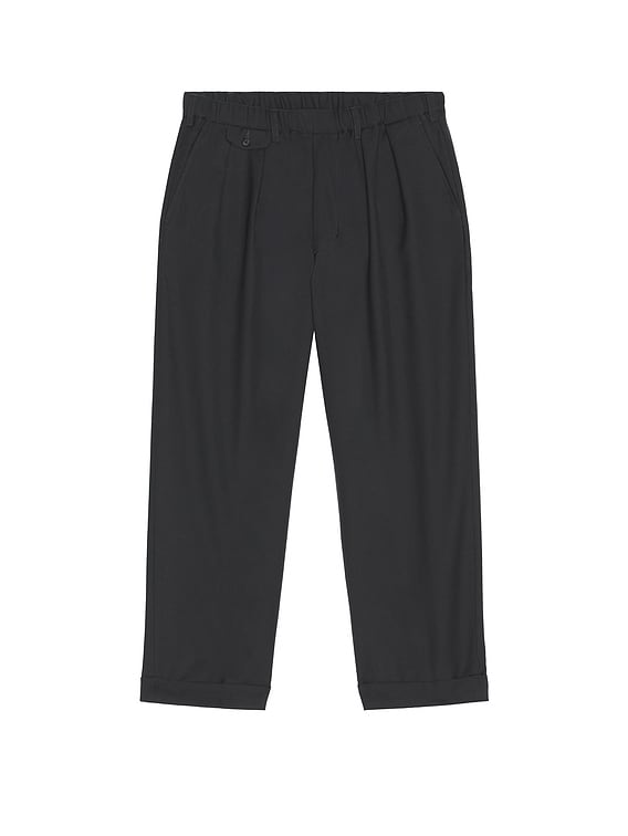Beams Plus 2 Pleats Relax Trousers Laundry Wool in Charcoal | FWRD