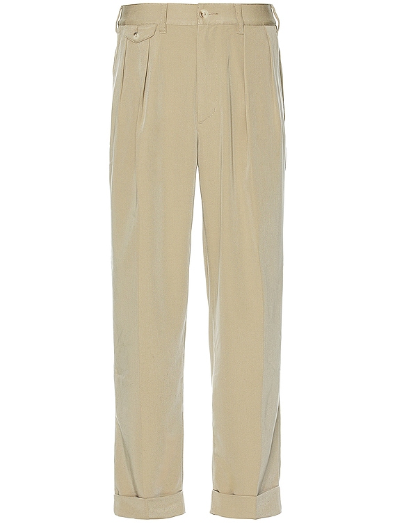 Beams Plus 2 Pleats Trousers Pe Twill in Sand | FWRD