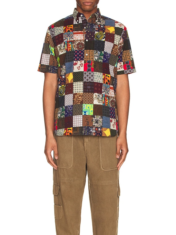 Beams Plus Short Sleeve Patchwork Shirt in Patchwork | FWRD