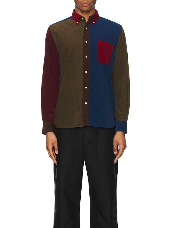 Beams Plus B.d. Corduroy Panel Shirt in Red | FWRD