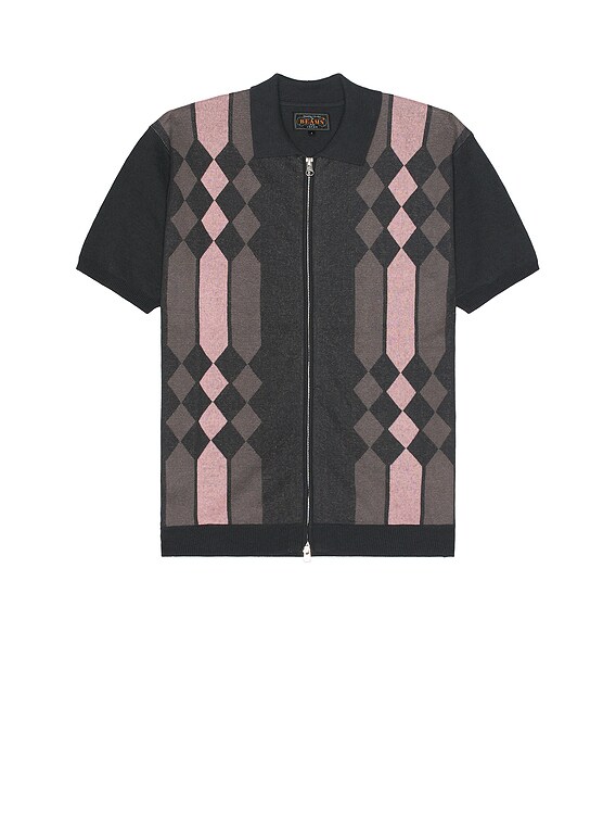 BEAMS PLUS
ミリタリーオーバーオール Beams Plus Zip Knit Polo Stripe in Black | FWRD