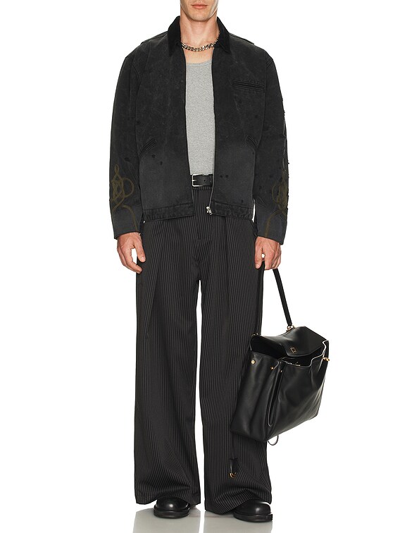Basketcase Caldwell Pinstripe Slacks in Black & White | FWRD