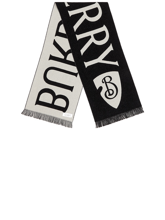 Burberry 168x33 Text Wool Scarf in Black & Calico | FWRD