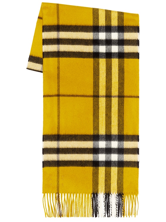 Burberry 168x30 Giant Check Cashmere Scarf in Teak Yellow | FWRD