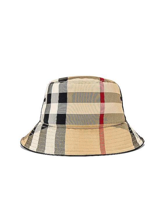 Vintage Check Technical Cotton Bucket Hat in Archive Beige