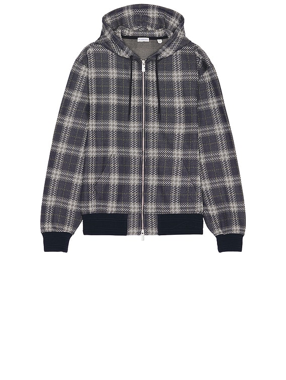 Burberry Jacquard Check Hoodie in Indigo Check | FWRD Burberry Jacquard Check Hoodie in Indigo Check | FWRD