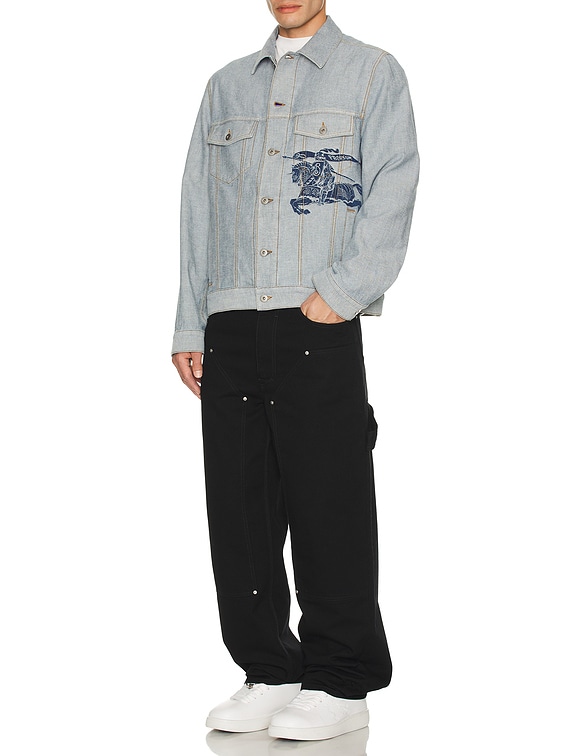 Burberry Printed Denim Jacket in Denim Blue | FWRD