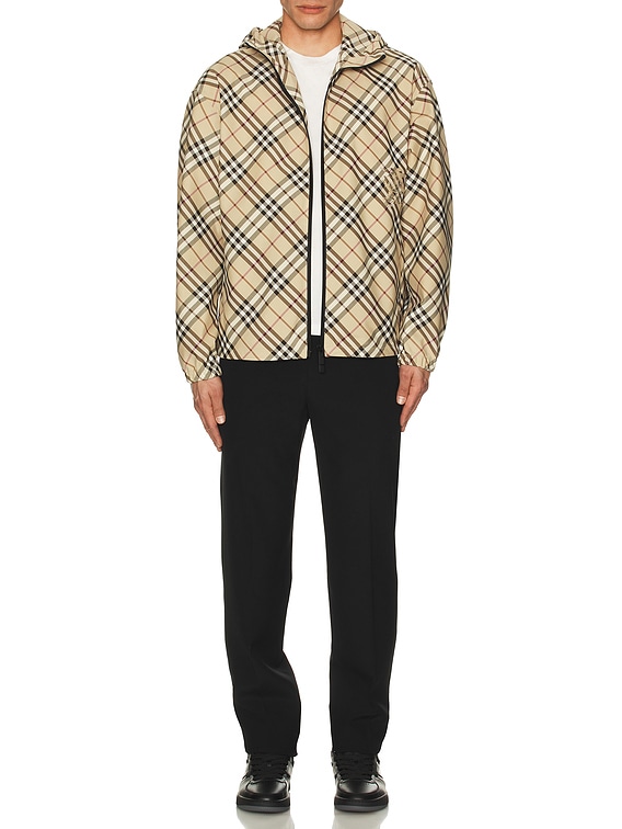 Burberry(バーバリー)Check Nylon-Twill Windbreaker Jacket Burberry Nylon Check Windbreaker in Alabaster IP Check | FWRD