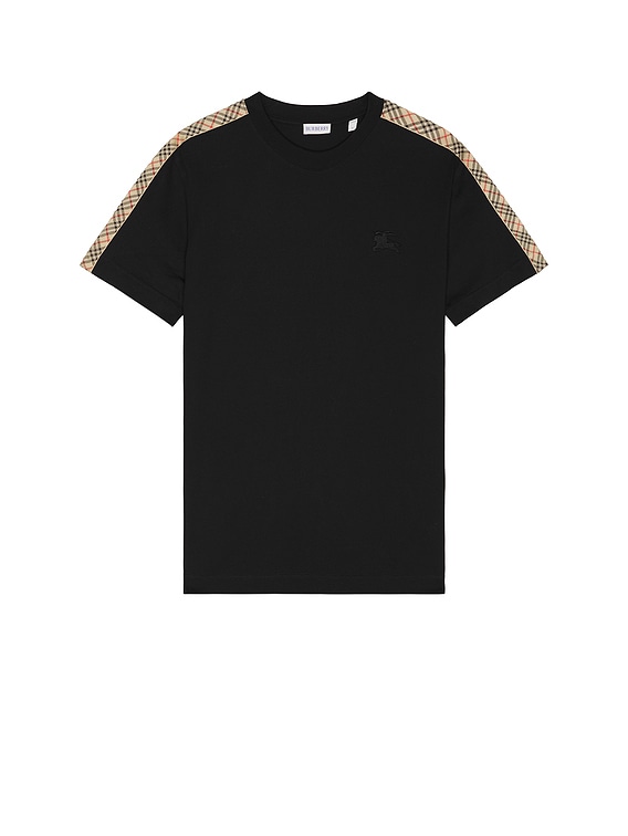 【送料&関税込】Burberry Check Tape T-shirt Burberry Check Tape T-Shirt in Black | FWRD
